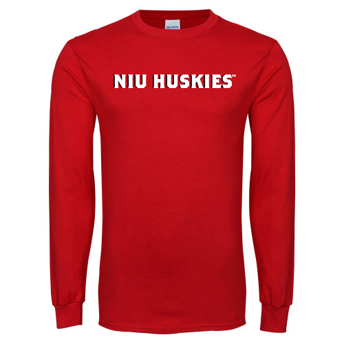  Red Long Sleeve T Shirt - NIU Huskies - Block Wordmark