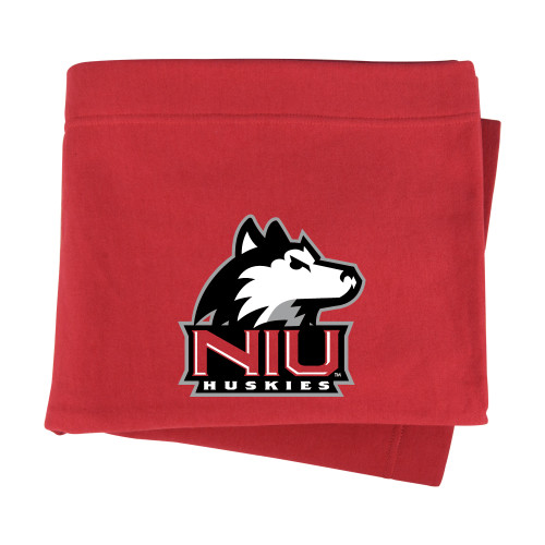  Red Sweatshirt Blanket - NIU Huskies - Primary Mark