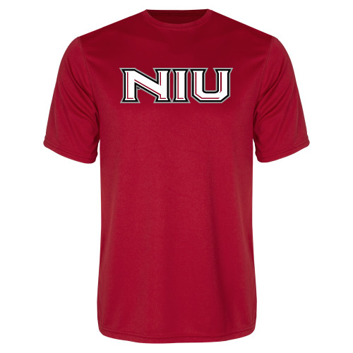  Red Performance Tee - NIU - Primary Wordmark