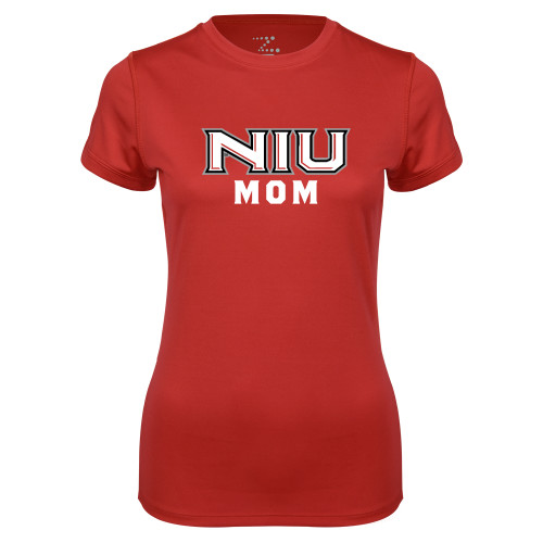  Womens Red Performance Short Sleeve Tee - NIU - Mom