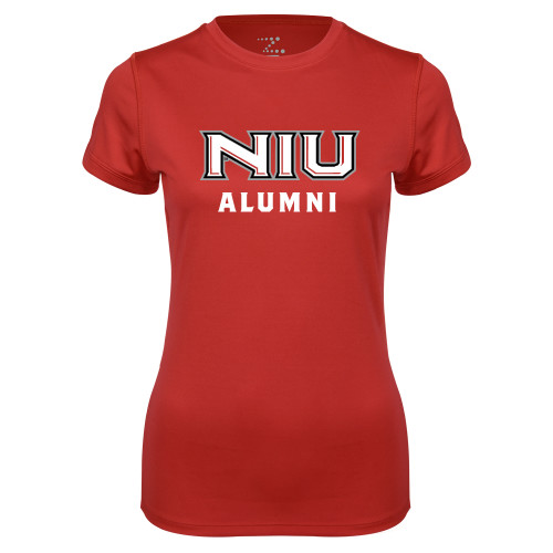  Womens Red Performance Short Sleeve Tee - NIU - Alumni