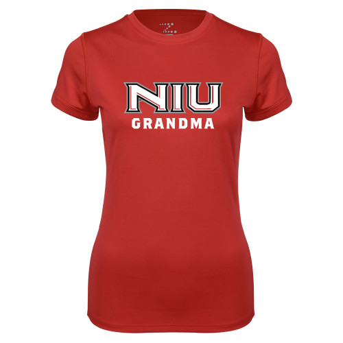  Womens Red Performance Short Sleeve Tee - NIU - Grandma