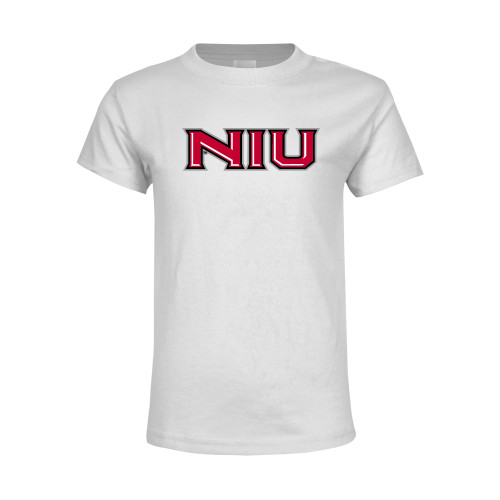  Youth White T Shirt - NIU - Primary Wordmark