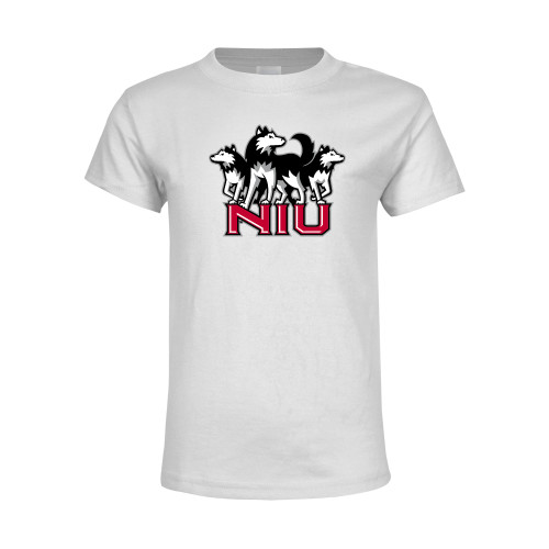  Youth White T Shirt - NIU w Huskies