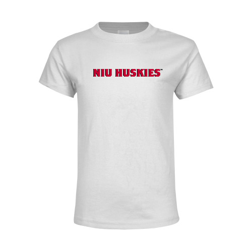  Youth White T Shirt - NIU Huskies - Block Wordmark