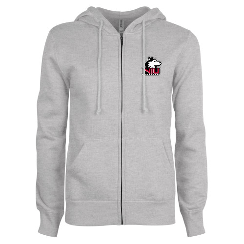  ENZA Womens Grey Fleece Full Zip Hoodie - NIU Huskies - Primary Mark