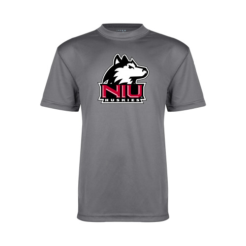  Youth Performance Grey Concrete Tee - NIU Huskies - Primary Mark