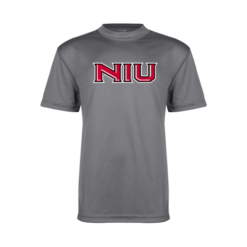  Youth Performance Grey Concrete Tee - NIU - Primary Wordmark