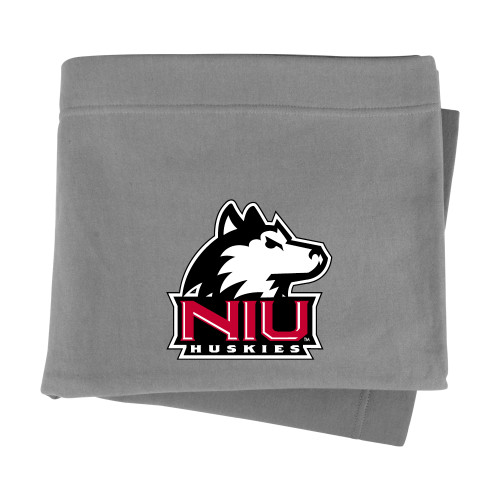  Grey Sweatshirt Blanket - NIU Huskies - Primary Mark