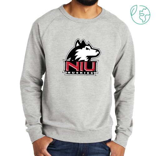  Allmade Light Grey Organic French Terry Crewneck Sweatshirt - NIU Huskies - Primary Mark