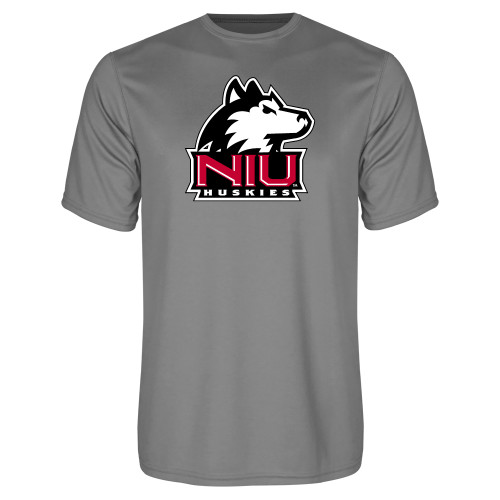  Grey Concrete Performance Tee - NIU Huskies - Primary Mark