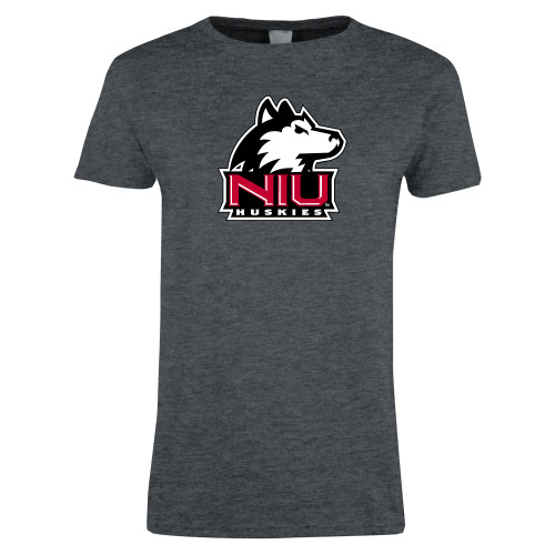  Womens Dark Heather Short Sleeve Tee - NIU Huskies - Primary Mark