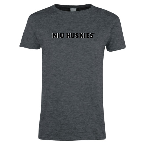  Womens Dark Heather Short Sleeve Tee - NIU Huskies - Block Wordmark