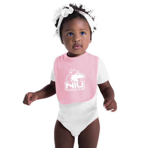  Light Pink Baby Bib - NIU Huskies - Primary Mark