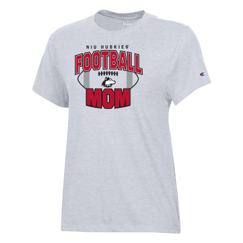  Champion Womens Oxford Grey Core Short Sleeve Tee - NIU - Football Mom