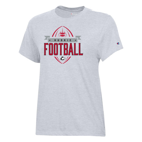  Champion Womens Oxford Grey Core Short Sleeve Tee - NIU - Tall Football Banner