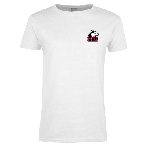  Womens White Short Sleeve Tee - NIU Huskies - Primary Mark