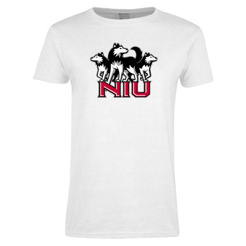  Womens White Short Sleeve Tee - NIU w Huskies