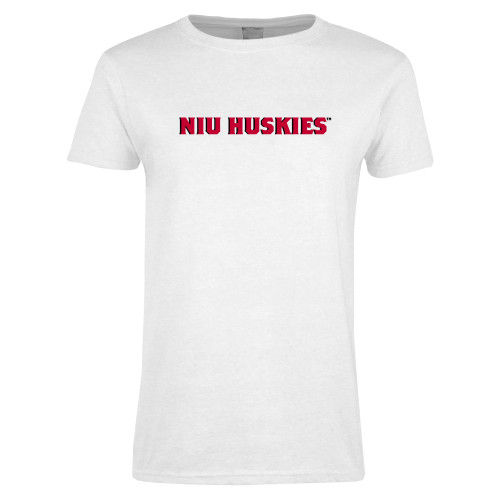  Womens White Short Sleeve Tee - NIU Huskies - Block Wordmark