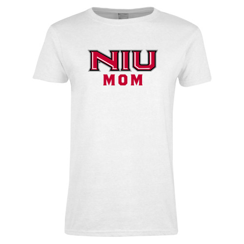  Womens White Short Sleeve Tee - NIU - Mom