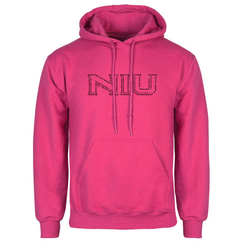  Womens Fuchsia Fleece Hoodie - M Hot Pink Glitter