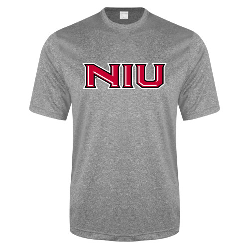  Grey Heather Performance Contender Tee - NIU - Primary Wordmark