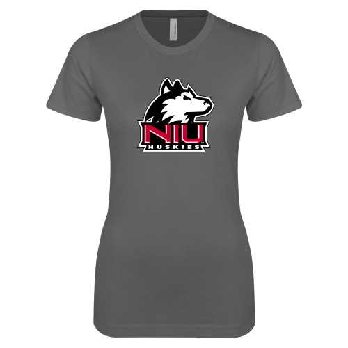  Next Level Womens Charcoal Boyfriend Tee - NIU Huskies - Primary Mark