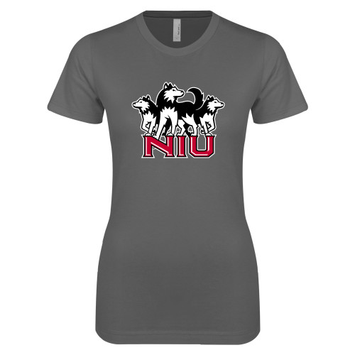  Next Level Womens Charcoal Boyfriend Tee - NIU w Huskies