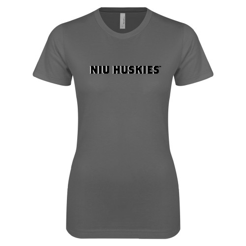  Next Level Womens Charcoal Boyfriend Tee - NIU Huskies - Block Wordmark