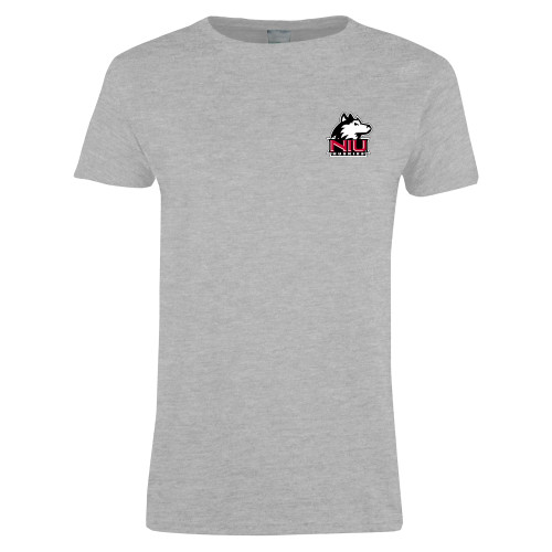  Womens Grey Short Sleeve Tee - NIU Huskies - Primary Mark