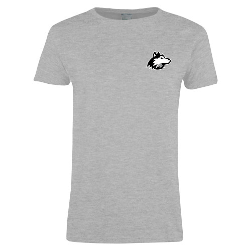  Womens Grey Short Sleeve Tee - NIU Huskie Head