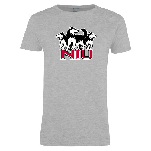  Womens Grey Short Sleeve Tee - NIU w Huskies