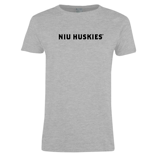  Womens Grey Short Sleeve Tee - NIU Huskies - Block Wordmark