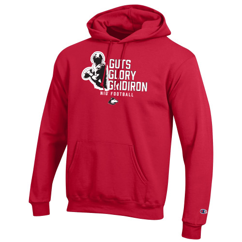  Champion Scarlet Red Fleece Hoodie - NIU - Guts Glory Gridion