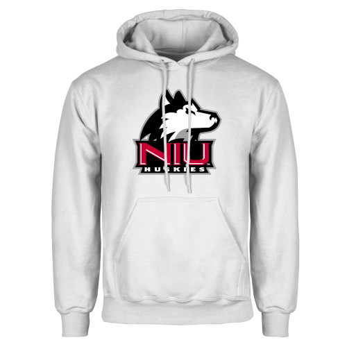  White Fleece Hoodie - NIU Huskies - Primary Mark