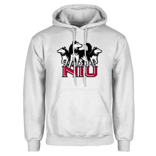  White Fleece Hoodie - NIU w Huskies