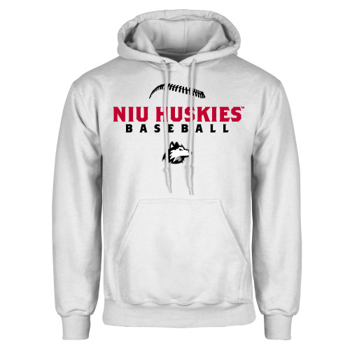  White Fleece Hoodie - NIU Huskies Baseball Seams