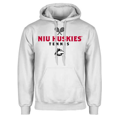  White Fleece Hoodie - NIU Huskies Crossed Tennis Rackets