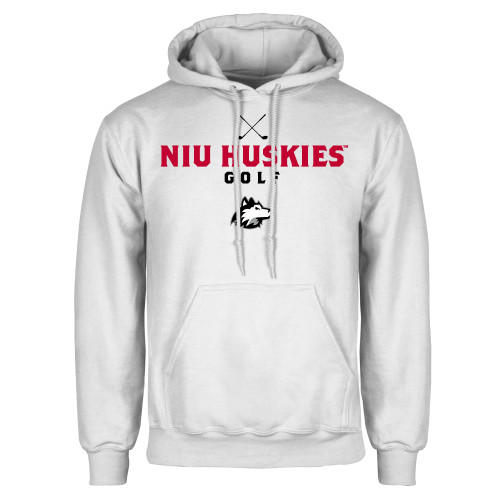  White Fleece Hoodie - NIU Huskies Crossed Golf Clubs