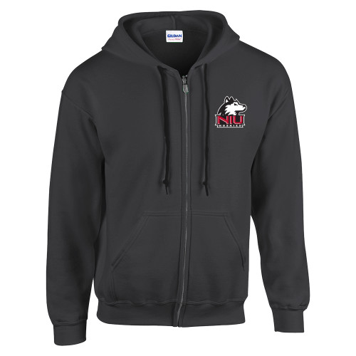  Charcoal Fleece Full Zip Hoodie - NIU Huskies - Primary Mark