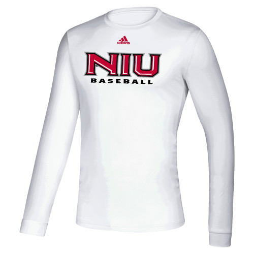  Adidas White Creator Performance Long Sleeve Tee - Adidas NIU Baseball