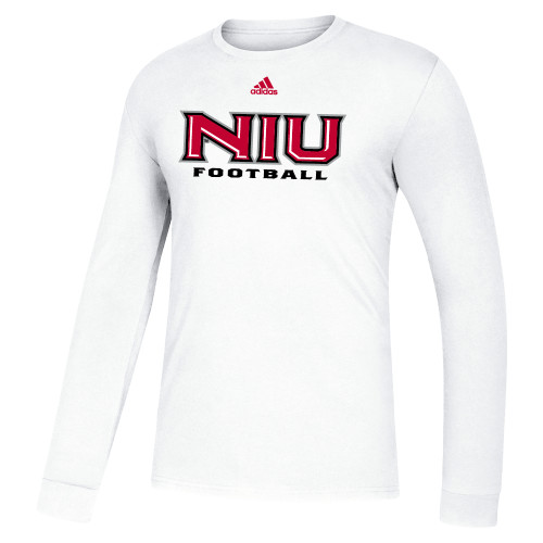  Adidas White Fresh Long Sleeve Tee - Adidas NIU Football