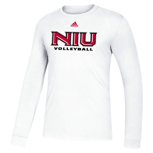  Adidas White Fresh Long Sleeve Tee - Adidas NIU Volleyball