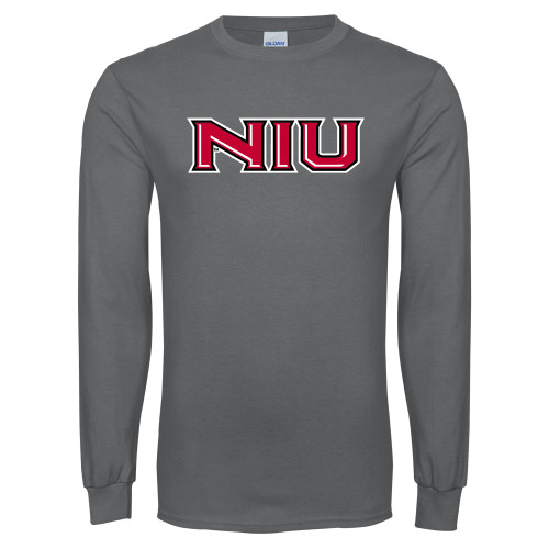  Charcoal Long Sleeve T Shirt - NIU - Primary Wordmark