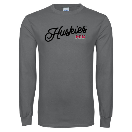  Charcoal Long Sleeve T Shirt - Script Huskies