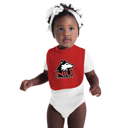  Red Baby Bib - NIU Huskies - Primary Mark