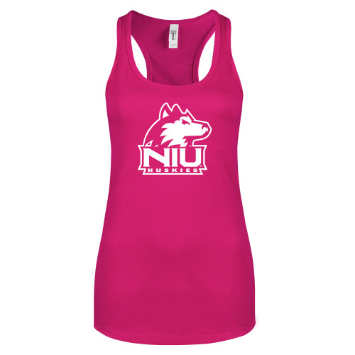  Next Level Ladies Raspberry Ideal Racerback Tank - NIU Huskies - Primary Mark