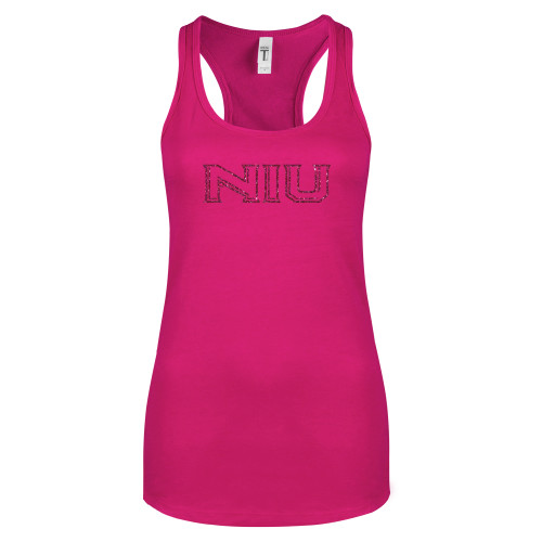  Next Level Ladies Raspberry Ideal Racerback Tank - M Hot Pink Glitter