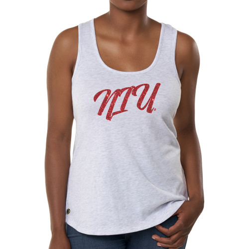  Fall Rush Ladies Ash Grey Tank - N Red Glitter