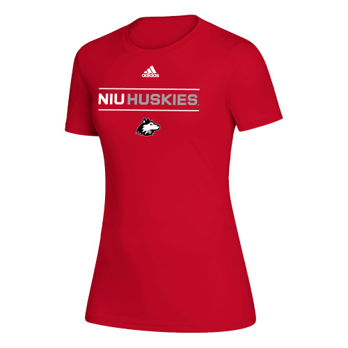  Adidas Womens Red Creator Performance Tee - Adidas NIU Huskies